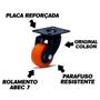 Imagem de Kit 6 Rodízio Linha Black Placa 50mm Sem Freio 300kg Laranja - Colson