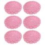 Imagem de Kit 6 Sousplat de Mesa Crochê Barbante 6 Rosa Claro Artesanal que Decora e Protege Contra Manchas e Arranhões
