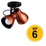 Imagem de Kit 6 Spot de Sobrepor Direcionável Duplo Octa Plus 2xE27 - Cobre