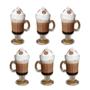 Imagem de Kit 6 Taças Capuccino Café Expresso Chocolate 250ml Alça Vidro Caneca Xícara Irish Coffe Premium