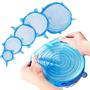 Imagem de Kit 6 Tampas De Silicone Elástica Universal Reutilizável