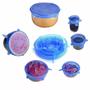 Imagem de Kit 6 Tampas De Silicone Elástica Universal Reutilizável