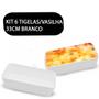 Imagem de Kit 6 Travessas Retangular Saladeira Petisqueira com Friso Le Chef Branca 33x23x6cm