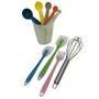 Imagem de Kit 6 Utensilios Cozinha Confeitaria Colorido Com Espatula Pincel Silicone