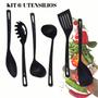 Imagem de Kit 6 Utensílios de Cozinha Preto Resistente com Cachepo