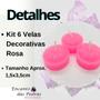 Imagem de Kit 6 Velas Decorativas para Rechaud Rosa