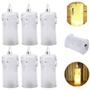 Imagem de Kit 6 Velas LED Transparente Luz Eletrônica Decorativa 8cm