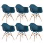 Imagem de KIT - 6 x cadeiras Charles Eames Eiffel DAW com braços - Base de madeira clara -