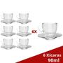 Imagem de Kit 6 Xícaras Café C/ Pires 90mL Mesa Posta Transparente