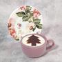 Imagem de Kit 6 Xícaras Cerâmica Chá Café Pires Pink Butterfly 85ml
