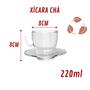 Imagem de Kit 6 Xícaras Chá 220mL Mesa Posta Transparente C/ Pires