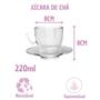 Imagem de Kit 6 Xícaras Chá Vidro 220mL C/ Pires Moderna Transparente