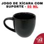 Imagem de Kit 6 Xícaras Em Porcelana Preta 95Ml Jogo De Chá E Café