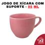 Imagem de Kit 6 Xícaras Em Porcelana Rosa 95Ml Jogo De Chá E Café