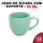 Imagem de Kit 6 Xícaras Em Porcelana Verde 95Ml Jogo De Chá E Café