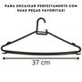Imagem de Kit 60 Cabide Adulto Plástico Preto Redondo Reforçado Atacado + 12 Prendedor P Guarda Roupas