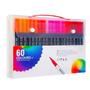 Imagem de Kit 60 Caneta 2 em 1 Brush Lettering e Ponta Fina Dual Pen Canetinha Colorir Desenho