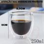 Imagem de Kit 6un Copo Duplo Vidro Isolante Parede Dupla Grande 250ML Transparente Bebida Quente E Frio - Cappuccino Café Chá Suco Cerveja Chopp whisky, vodka