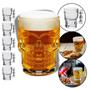 Imagem de Kit 6x Caneca Caveira Vidro Transparente p/ Cerveja, Chopp, Drink 500ml Copo com Alça Personalizado Transparente