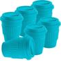 Imagem de Kit 6x Copo Fibra de Bambu 380ml Nature Eco TopGet Azul Claro