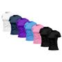 Imagem de Kit 7 Camisas Feminina Manga Curta Dry Fit Basica Lisa Proteção Solar Uv