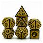 Kit 7 Dados Rpg Amarelo D&d Runas D4 D6 D8 D10 D10% D12 D20 - Things Nerd Imagem de Kit 7 Dados Rpg Amarelo D&d Runas D4 D6 D8 D10 D10% D12 D20