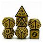 Imagem de Kit 7 Dados Rpg Amarelo D&d Runas D4 D6 D8 D10 D10% D12 D20