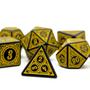 Imagem de Kit 7 Dados Rpg Amarelo D&d Runas D4 D6 D8 D10 D10% D12 D20