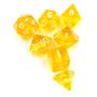 Imagem de Kit 7 Dados Rpg De Mesa + Bolsa Translúcido Amarelo Tormenta