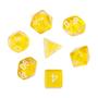 Imagem de Kit 7 Dados Rpg De Mesa + Bolsa Translúcido Amarelo Tormenta