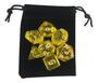 Imagem de Kit 7 Dados Rpg De Mesa + Bolsa Translúcido Amarelo Tormenta