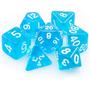 Imagem de Kit 7 Dados RPG de Mesa Conjunto Azul Translúcidos
