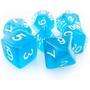 Imagem de Kit 7 Dados RPG de Mesa Conjunto Azul Translúcidos