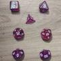 Imagem de Kit 7 dados rpg de mesa papel lilas translucido d4 d6 d8 d10 d12 d20 d100 d% compativel d&d tormenta