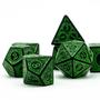 Imagem de Kit 7 Dados Rpg Verde D&d Runas D4 D6 D8 D10 D10% D12 D20