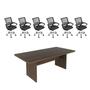 Imagem de Kit 7 Peças com Uma Mesa de Reunião e 6 Cadeiras de Escritório Tela Mesh Espresso Móveis
