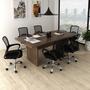Imagem de Kit 7 Peças com Uma Mesa de Reunião e 6 Cadeiras de Escritório Tela Mesh Espresso Móveis