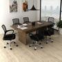 Imagem de Kit 7 Peças com Uma Mesa de Reunião e 6 Cadeiras de Escritório Tela Mesh Espresso Móveis
