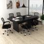 Imagem de Kit 7 Peças com Uma Mesa de Reunião e 6 Cadeiras de Escritório Tela Mesh Espresso Móveis