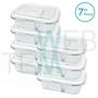 Imagem de Kit 7 Potes Hermético Marmita de Vidro Retangular Com Divisória 1010ml Com Tampa BPA Free: Cozinha Organizada, Sustentabilidade e Alimentos Frescos