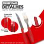 Imagem de Kit 72 Talheres 36 Garfos + 36 Facas De Mesa Com Cabo Vermelho