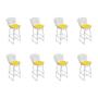 Imagem de Kit 8 Banquetas Bistrô Bertoia Cromada D70 com Assento Sintético Amarelo