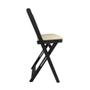 Imagem de Kit 8 Cadeiras Bistro Dobravel de Madeira Estofada Bege - Preto