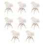 Imagem de Kit 8 Cadeiras Charles Eames Eiffel Daw Com Pés De Madeira Clara Creme