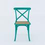 Imagem de Kit 8 Cadeiras Cross Katrina X Azul Turquesa Assento Bege Aço New Green