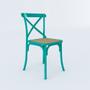 Imagem de Kit 8 Cadeiras Cross Katrina X Azul Turquesa Assento Bege Aço New Green