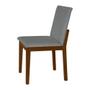 Imagem de Kit 8 Cadeiras de Jantar Luxo Pérola Estofadas em Linho Cinza Base Madeira Maciça Imbuia 
