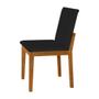 Imagem de Kit 8 Cadeiras de Jantar Pérola Estofado Liso Veludo Preto Base Madeira Maciça Mel 