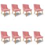 Imagem de Kit 8 Cadeiras Estofadas para Sala de Jantar Pés Palito Lia Suede Rosê - Ibiza