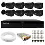 Imagem de Kit 8 Câmeras Bullet Black Tudo Forte TF 2020 B Full HD 1080p com Visão Noturna 20M Proteção IP66 + DVR Tudo Forte TFHDX 3308 8 Canais